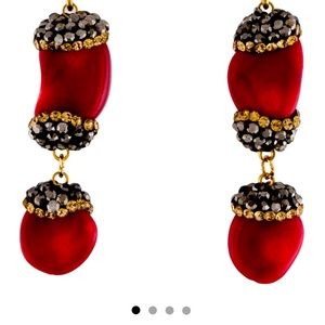 Amanda Khalsa Coral & Pyrite Drop Earrings